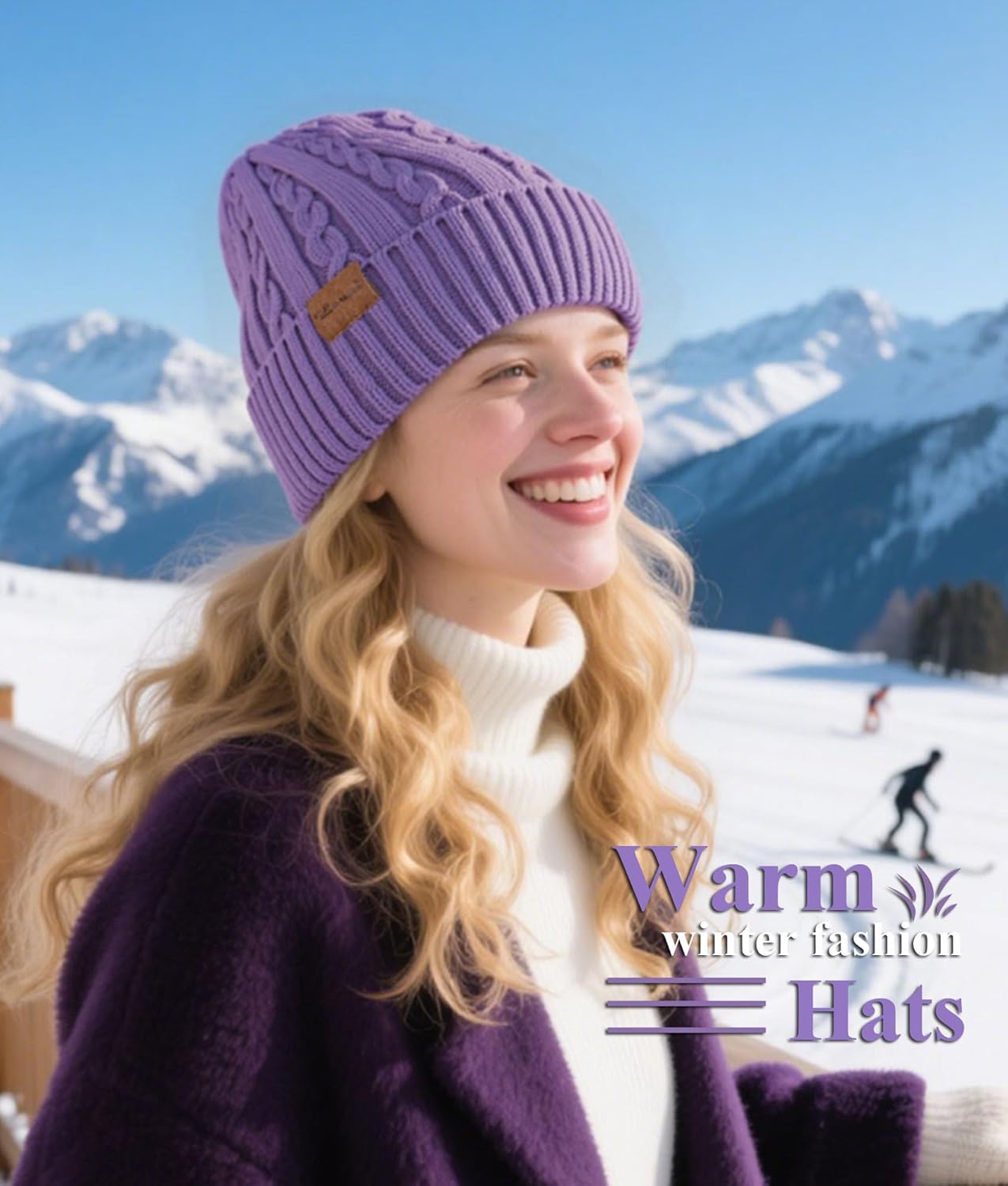 Loritta 3 Pieces Winter Hats for Women Scarf Touch Screen Gloves Set Thick Warm Fleece Lined Beanie Hat Gifts - Image 5