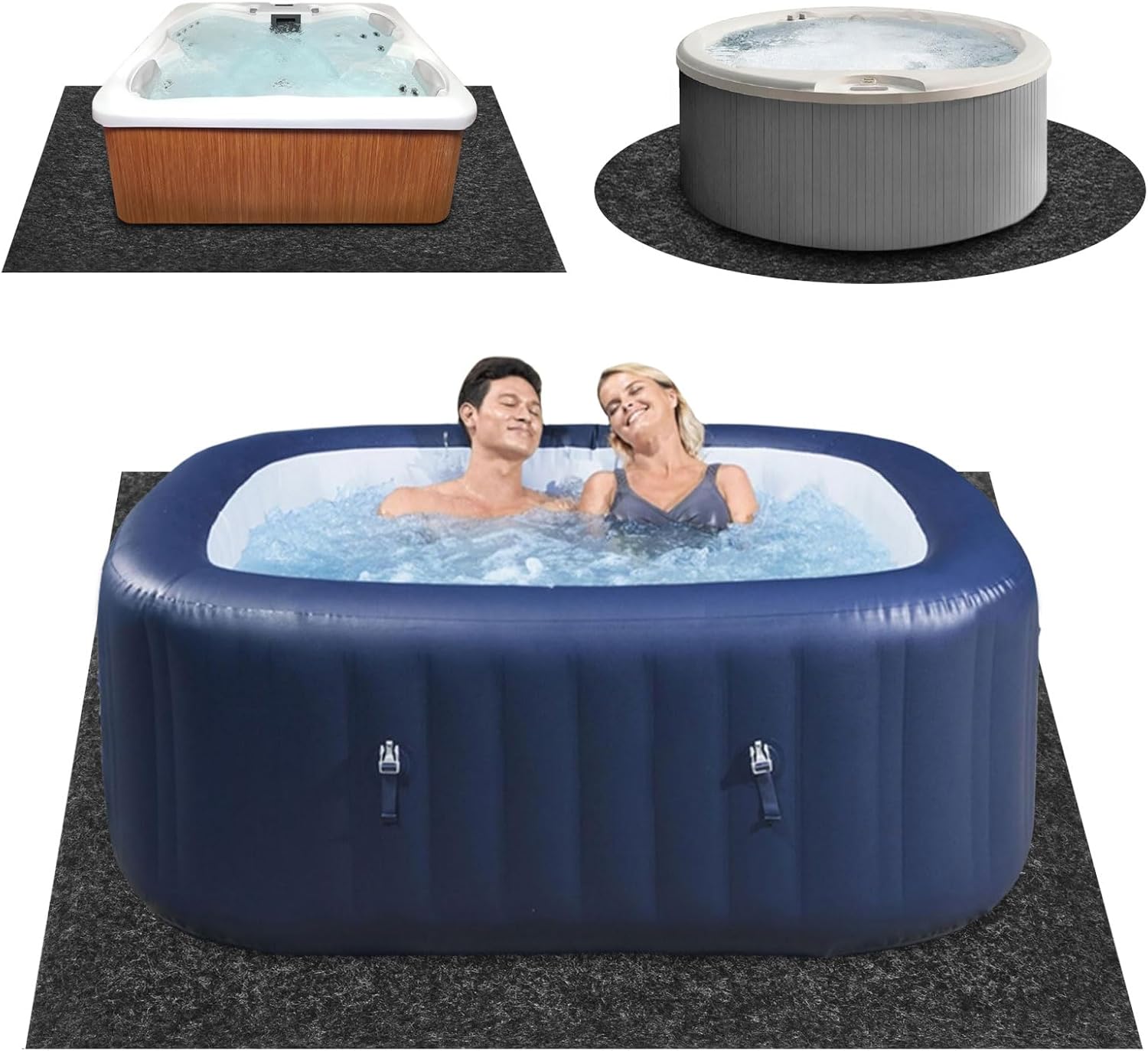 Cheungren 80"x 80" Hot Tub Mat, Reusable Above Ground Pool