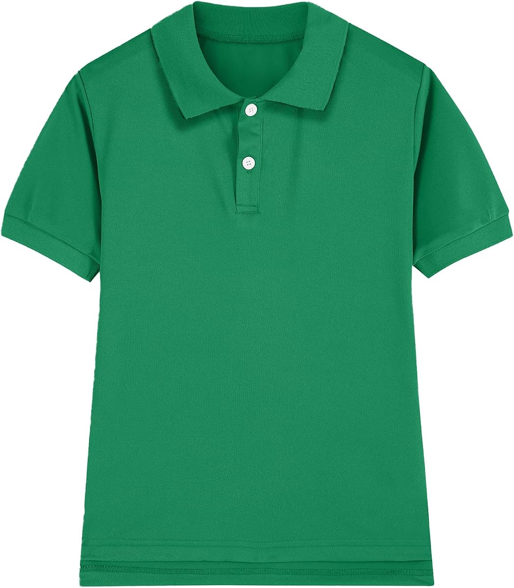 Polo de piqué para niños, camisa de uniforme escolar de golf de manga corta para niños de 5 a 14 años | Polo para niños,Uniforme escolar formal diario para niños,Camisa con cuello tipo polo juvenil con cierre de botón informal