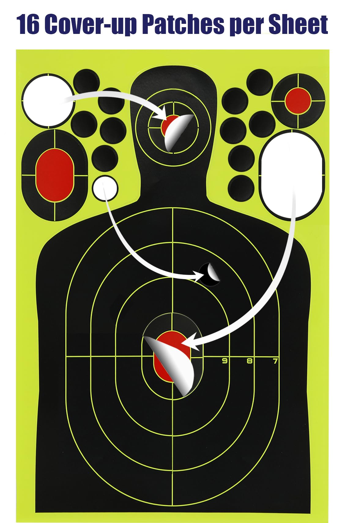 Aonxi 14.5 * 9.5 inch 25 Pack Self Adhesive Shooting Target, Reactive Sticker Targets, Visible Instant Feedback, Cover-up Patches, Shooting Target for Gun, Pistol, Rifle, Bb Gun, Pellet Gun, Airsoft