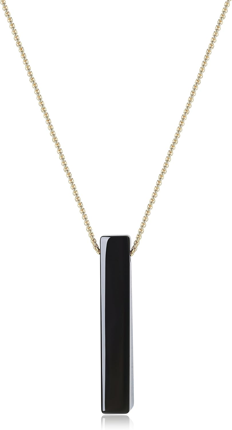 COAI Crystal Necklace for Men Women Simple Bar Pendant, Sodalite/Tiger Eye/Black Obsidian Necklace
