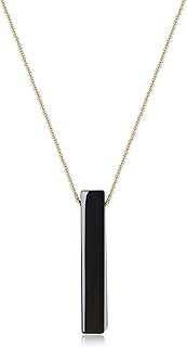 COAI Womens Mens Simple Stone Bar-Shape Pendant Necklace
