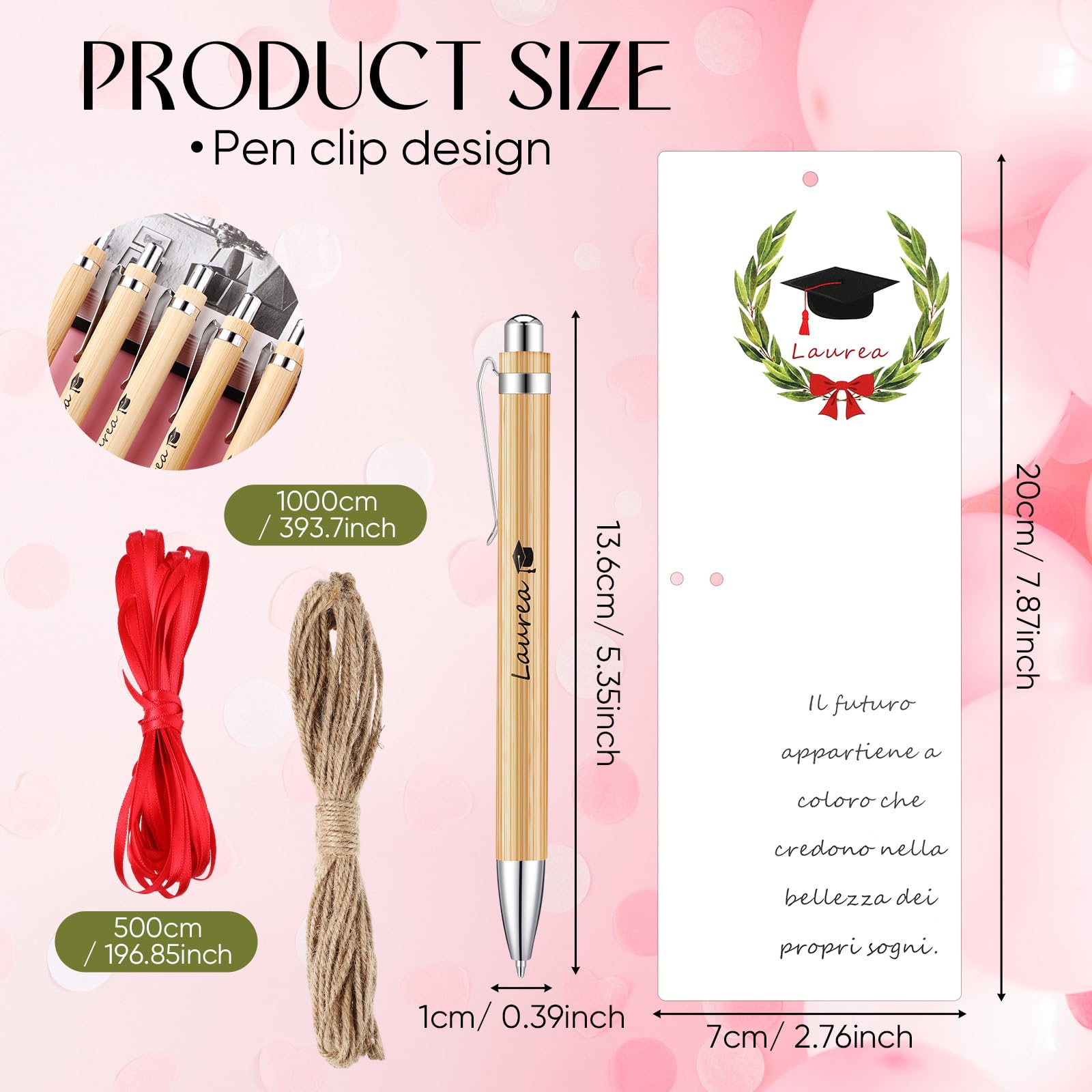 Clabby 36 Set Segnaposto Laurea Regalo per Festa di Laurea Includono 36 Penne a Sfera e 36 Cartoncini per Tavolo Segnalibro per Laureati Bomboniere Decorazioni