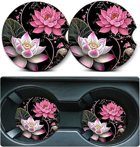 Miniatura 31 de Posavasos de coche para portavasos, paquete de 2 posavasos de coche rosa con mariposas, 7 cm de tamaño universal, alfombrilla de goma Mariposa