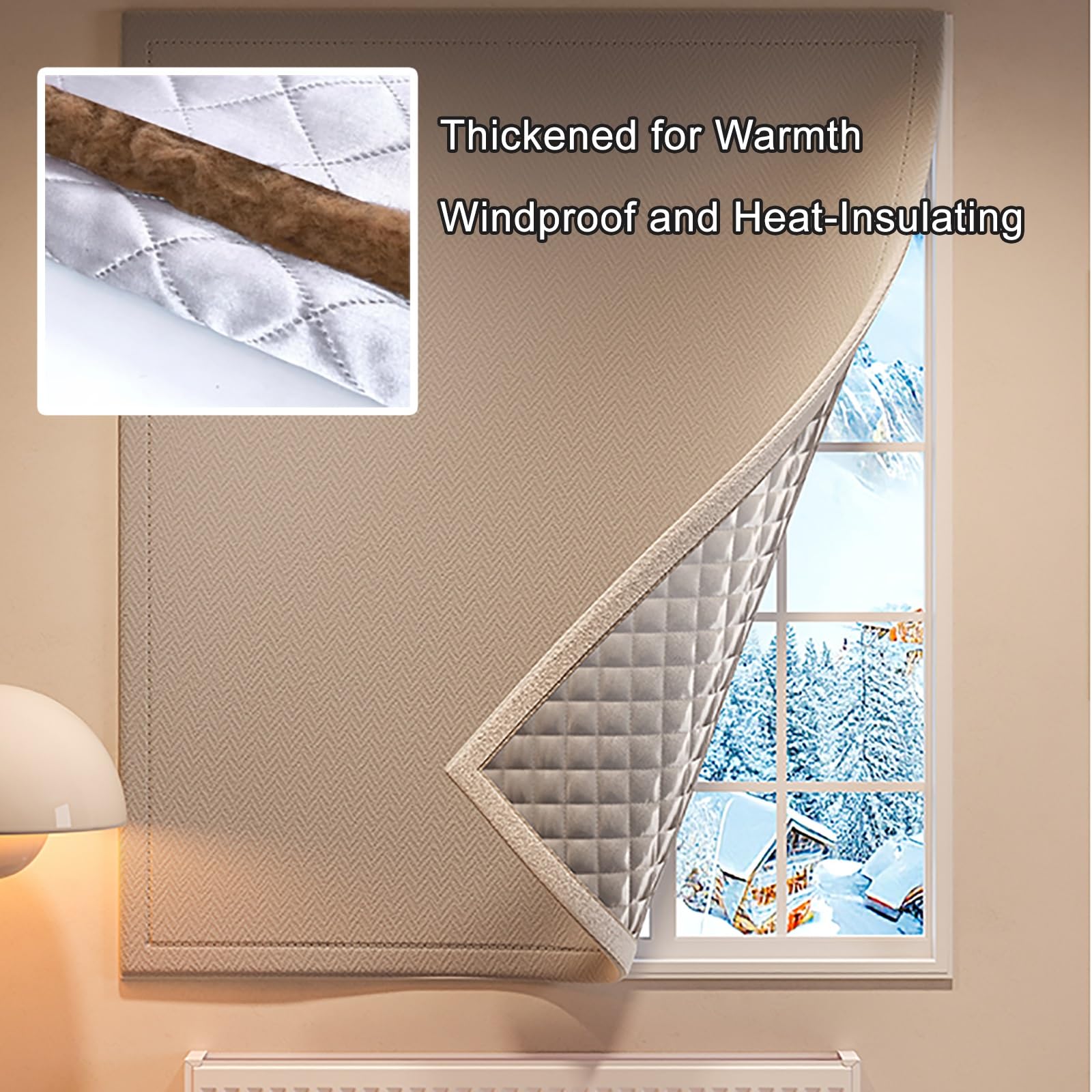 Kit d'isolation de fenêtre pour l'hiver, rideau coupe-vent réduit le bruit et garde la chaleur, facile à installer, protection thermique pour la maison, 120 x 120 cm