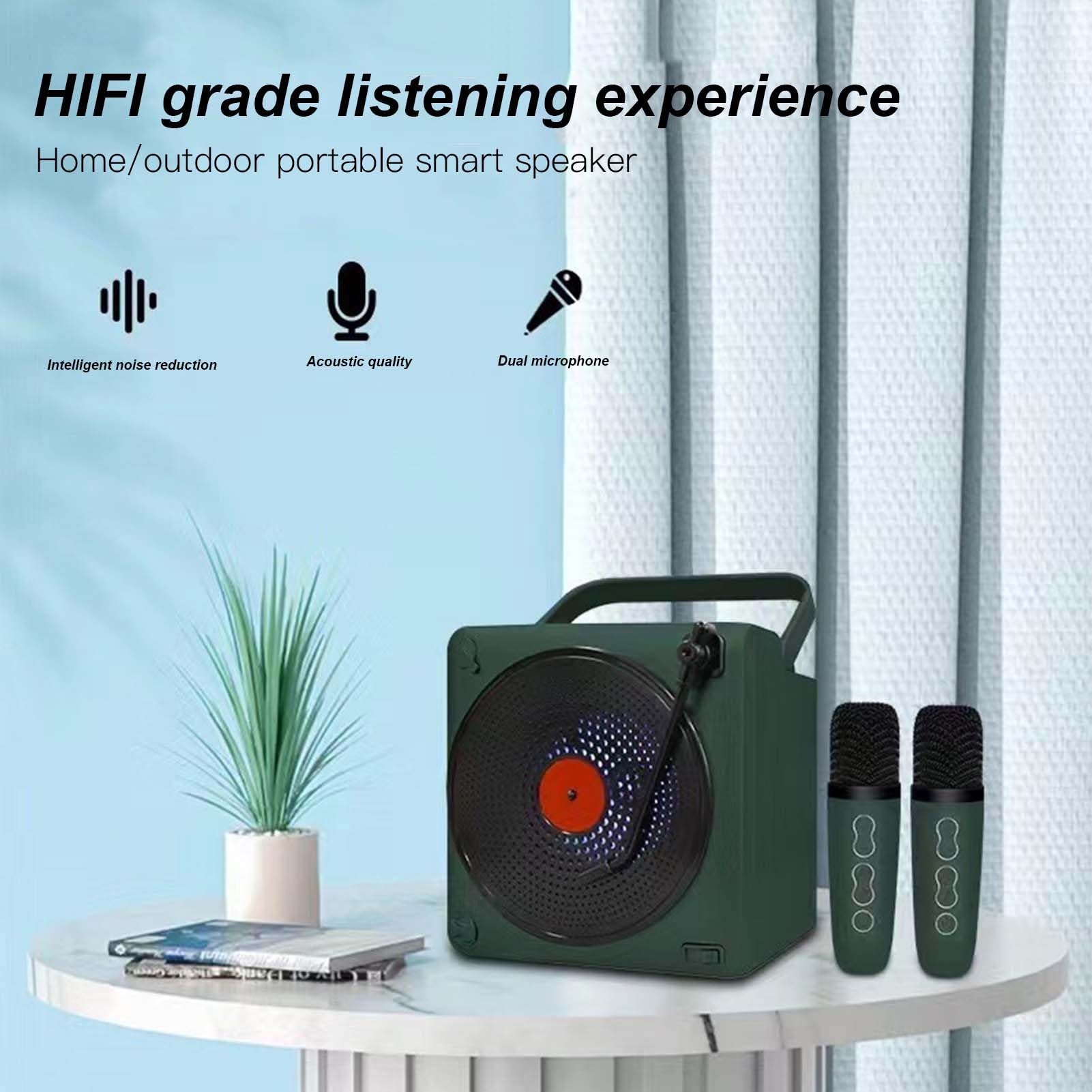 Macchina per Karaoke con Microfono Wireless con Batteria a Lunga Durata, Mini Portatile per Bambini, Adulti, Canta a Squarciagola, connettività (verde) (Verde)