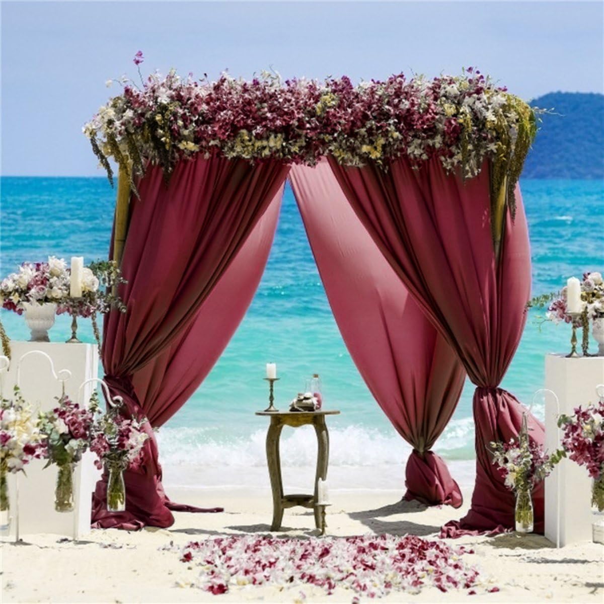 Chiffon-Vorhänge für Hochzeiten, romantische Brautbogen-Vorhänge aus 100D leichtem Stoff, dekorativer Hintergrund für Partydekoration und Hochzeitsort (Hellrosa, 1,5 x 3 m, 2 Stück)