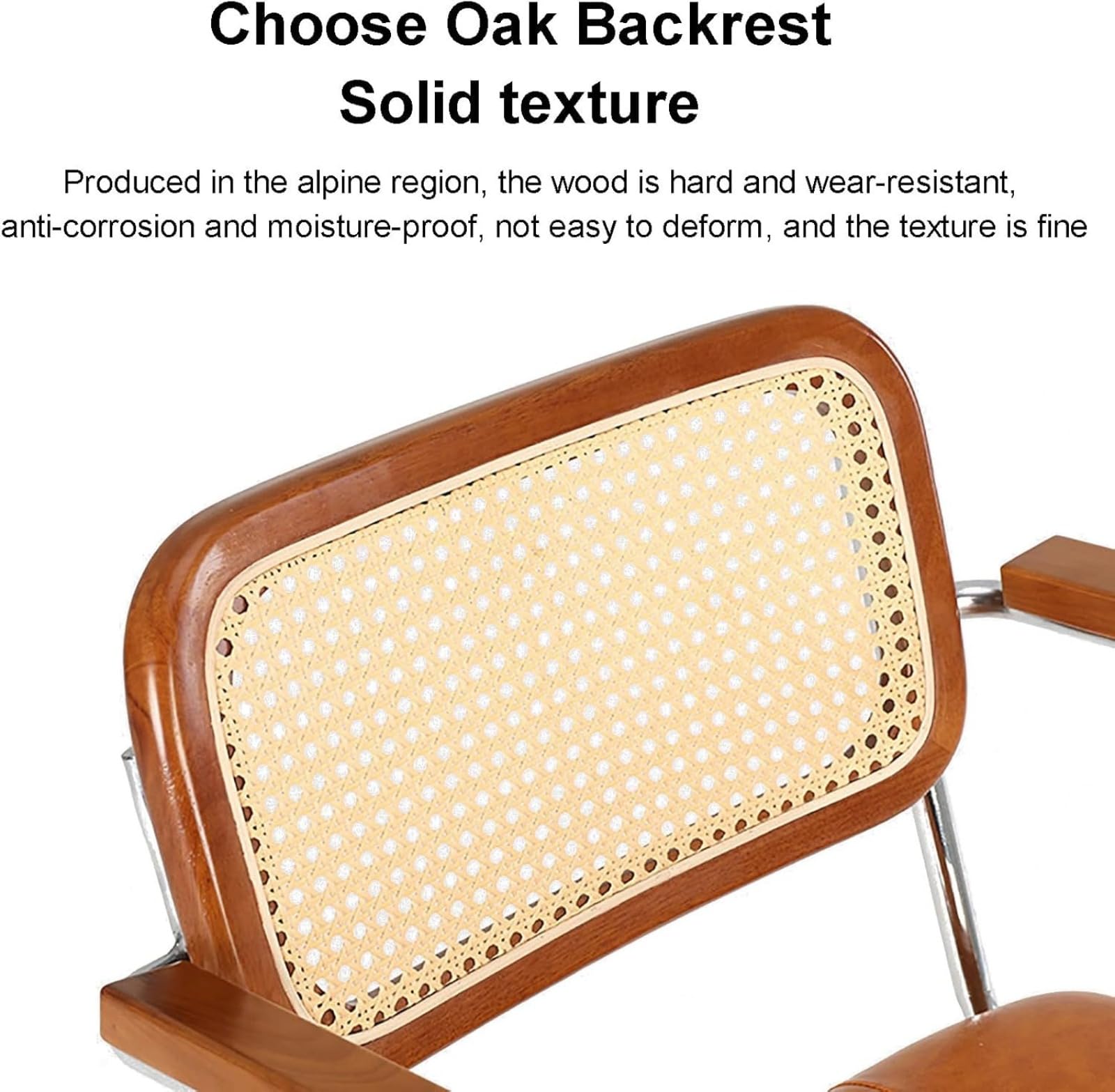 Sedia da ufficio in rattan con seduta in pelle PU, base girevole regolabile, schienale in tessuto traspirante, robusto telaio cromato, braccioli ergonomici, ruote scorrevoli