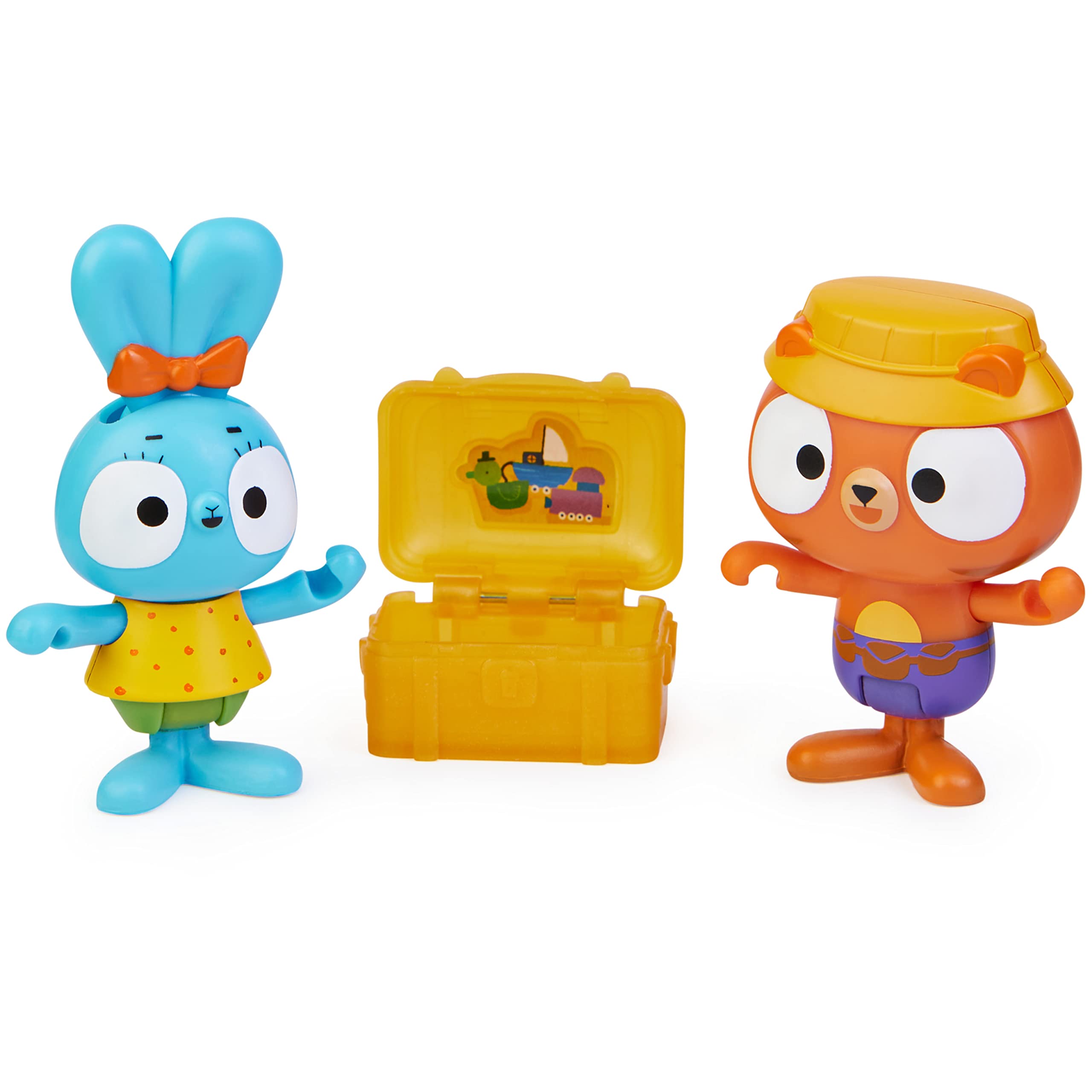 Spin Master Brave Bunnies Treasure Hunt Pack, Treasure Hunt with Boo Rabbit and Tiger, with 2 Action Figures and 1 Treasure Chest as Accessories, Toy for Children from 3 Years, Basic Figures Set