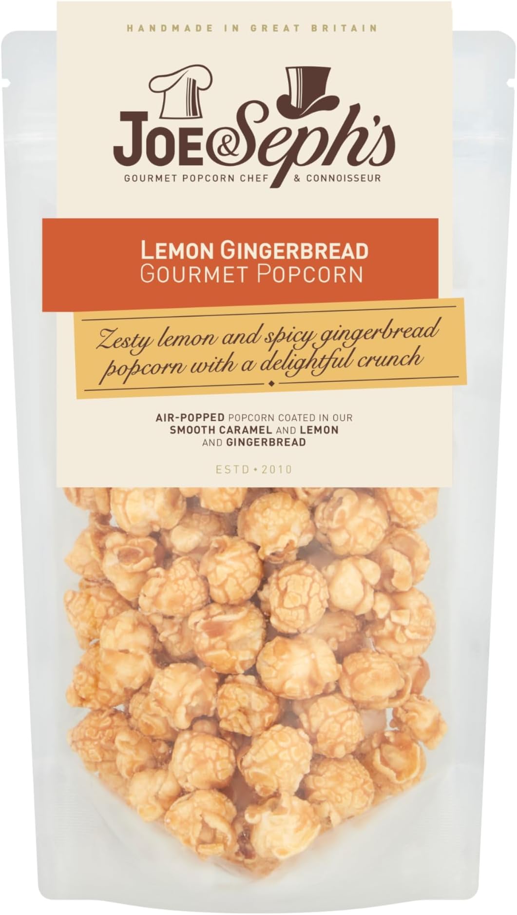 Joe & Seph's Lemom Gingerbread Popcorn (1x70g)|gourmet popcorn, on the go snack, sweet popcorn, gingerbread snack, festive snacks