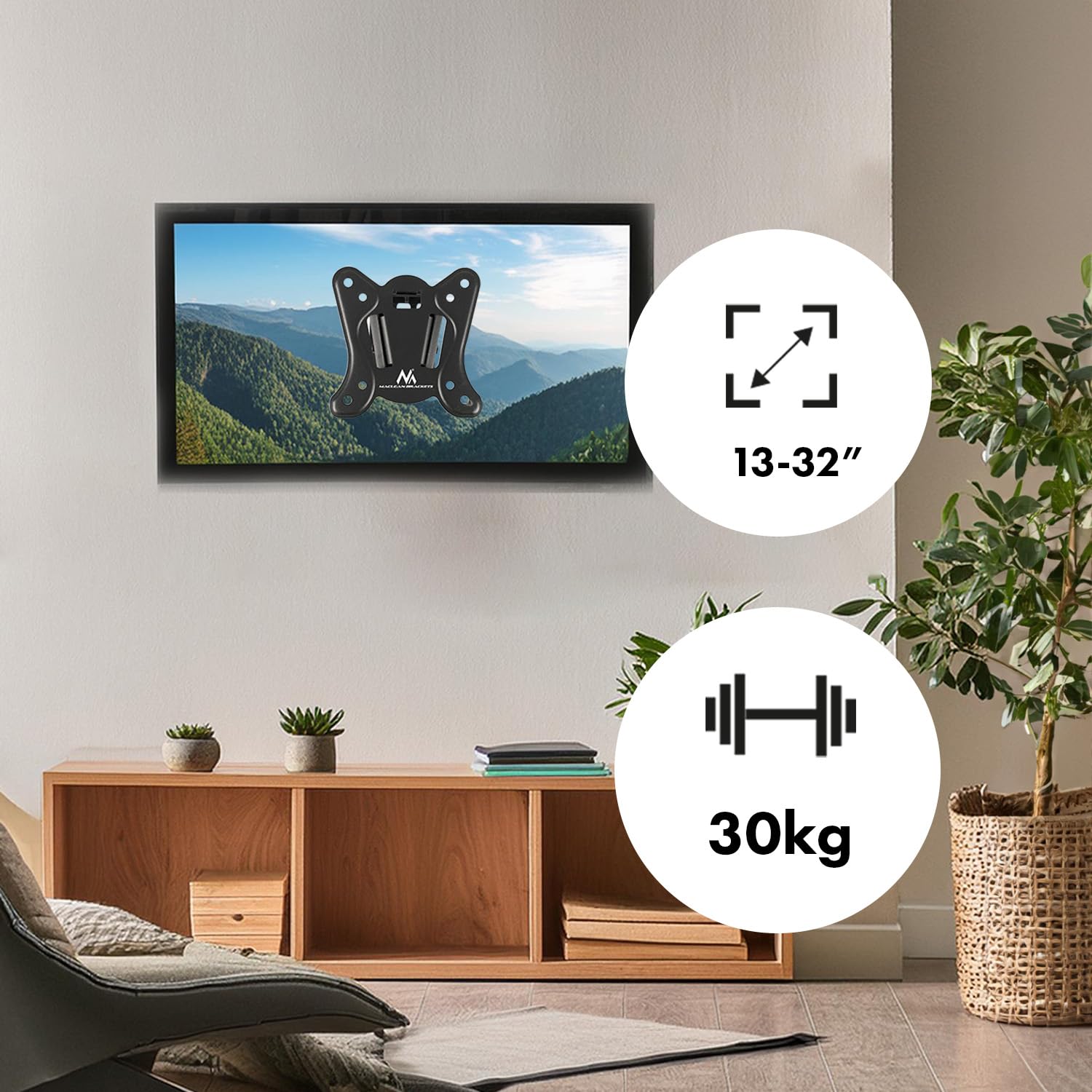 Maclean Uchwyt do telewizora lub monitora, maks. VESA 100 x 100, 13-32 cali, 30 kg, czarny, MC-415