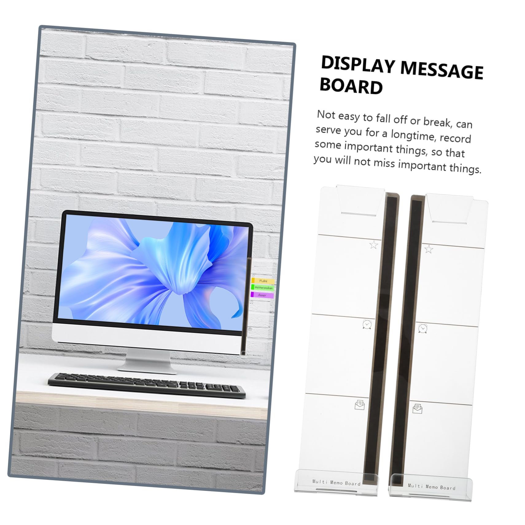 8pièces Tableau Mémo Transparent Acrylique Pour Moniteur Organisateur De Notes Adhésives Support Pratique Pour Bureau