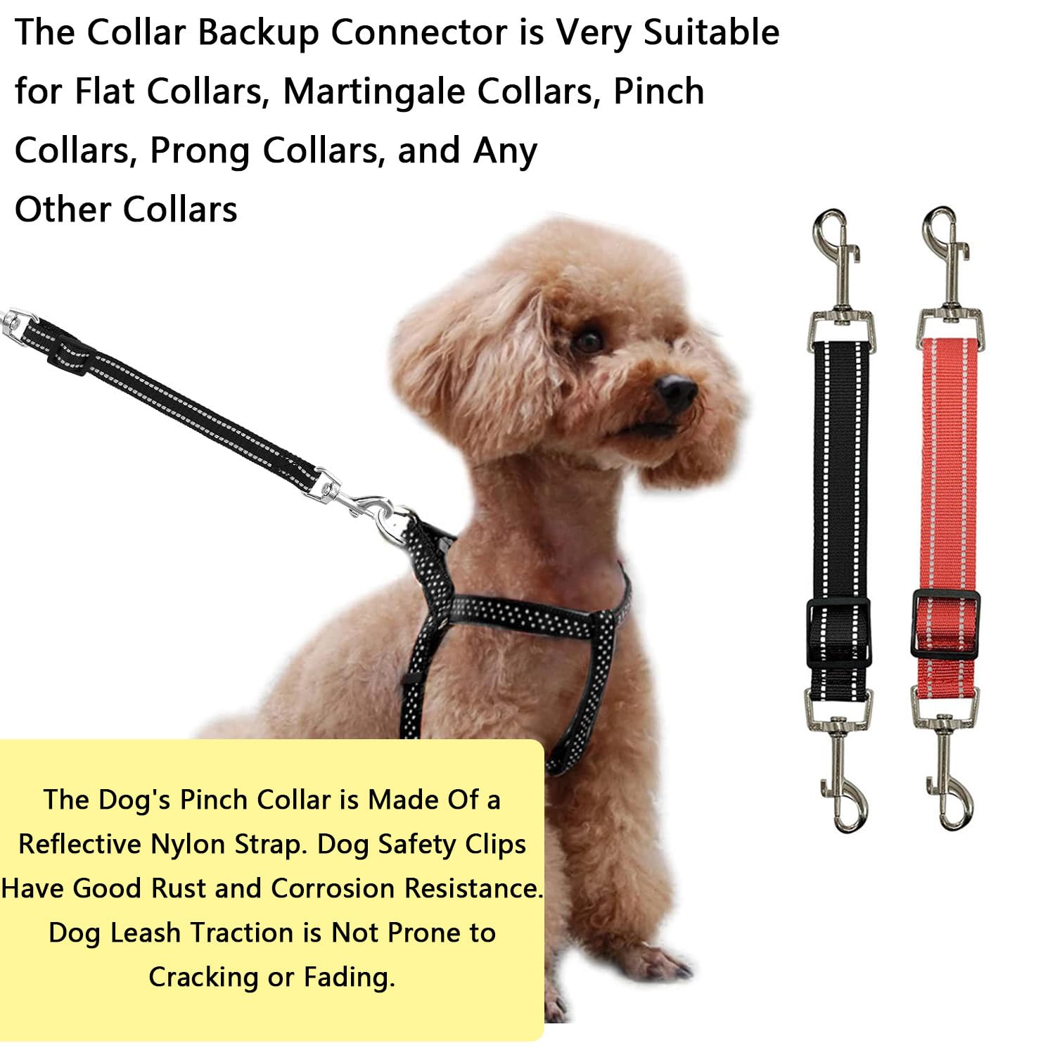 4 Pcs Dog Collar Clips, Reflective Nylon Puppy Collar, Adjustable Pet Collar Harness Connector - Image 3
