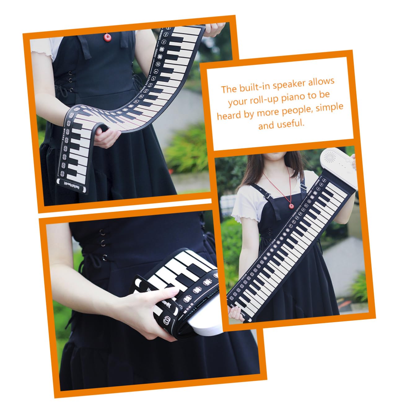 Pianoforte Nero Arrotolabile Pieghevole 49 Tasti Elettronico | Silicone, Altoparlante Integrato, Portatile, per Ragazzo Ragazza e Adulti, Componenti Abs e Elettronici