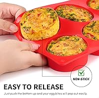 Vista 4 de 2 Pack Silicone Egg Bite Molds, Deep 3 Inch Non-Stick Round Silicone Baking Pans for Frittata, Breakfast Sandwiches, Muffins, Hamburger Buns