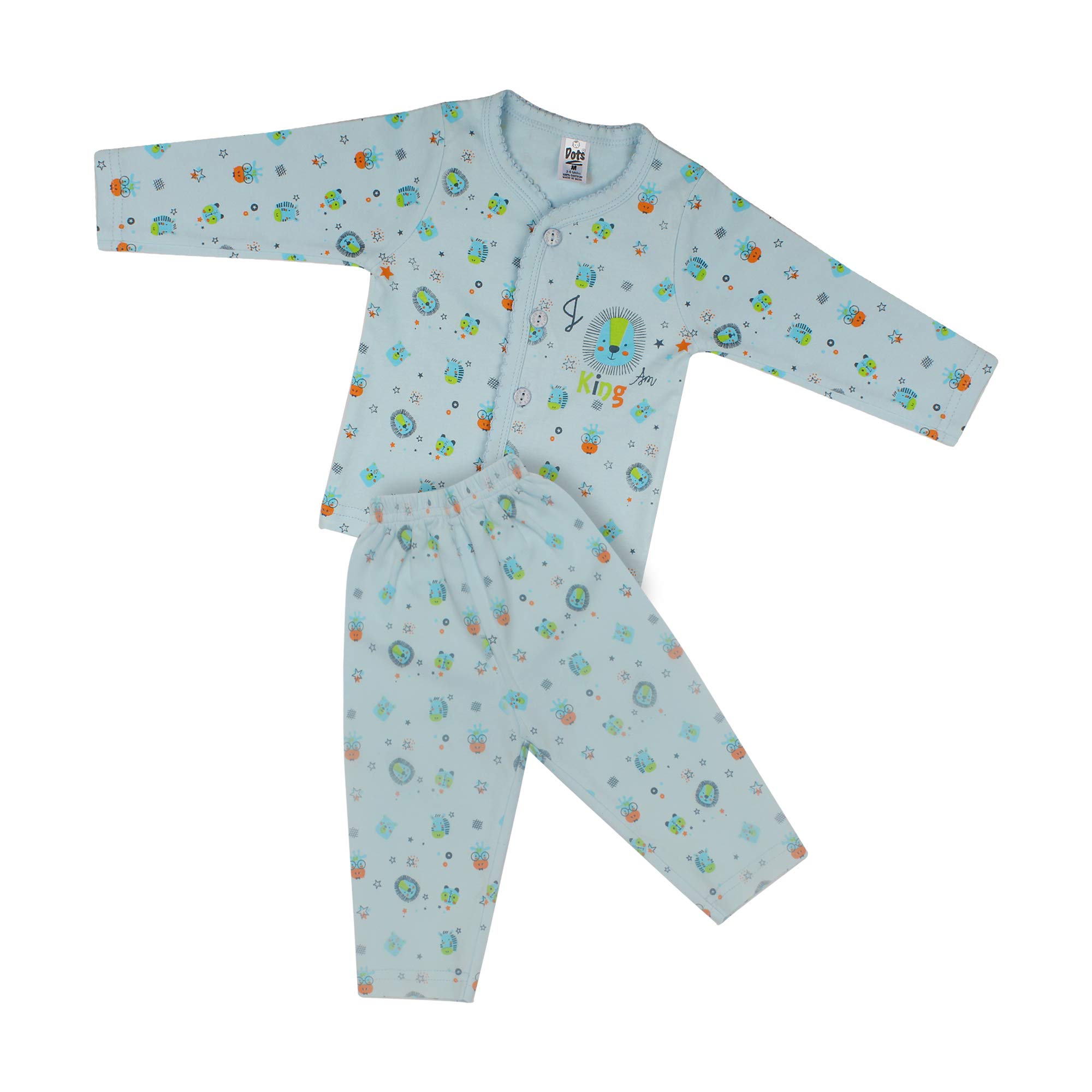 Coco Candy I M King Shirt Baby Full Sleeves Shirt Baby Pyjama Set for Kids - Sky Blue Color