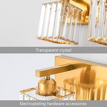 H.M.Dさま G107_A1ゴールド FDPBY Modern Bathroom Vanity Light 3-Lights Gold Crystal Bathroom