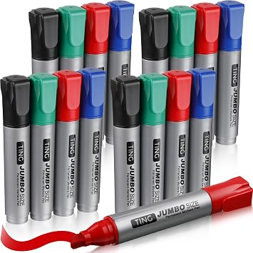 Fuutreo 16 Pcs 12mm Wide Jumbo Size Permanent Markers Bulk Large Chisel Tip Permanent Markers Thick Waterproof Jumbo Pens Set Huge Poster SuppliesMulticolor