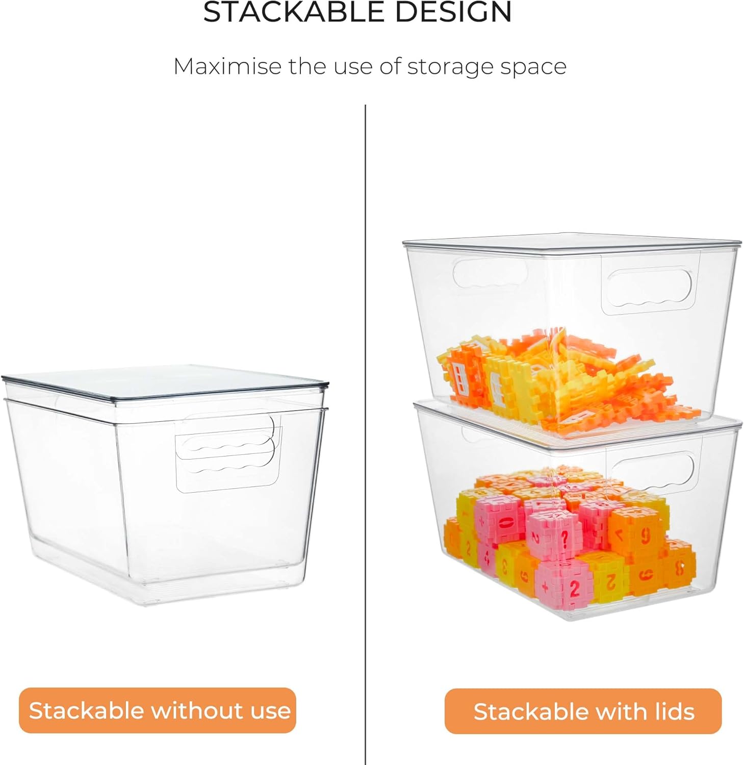 Clear Stackable Storage Bins, Plastic Toy Organizers and Storage with Lids, Toy Bins for Kids Organizer, Storage Container for Organizing for Playroom, Toy Storage Organizer Holds Toys(6) - Image 4