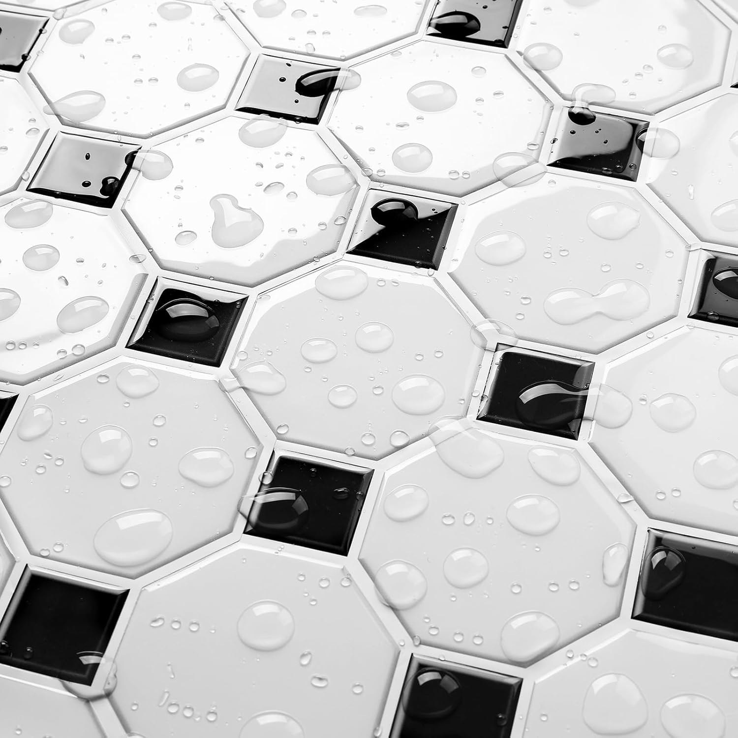 FunStick Vinilos Adhesivos Cocina Blanco Azulejos Hexagonales Impermeable 30CMx30CM Pegatinas 3D Pared Vinilo Adhesivo Negro Baño Lavadero Hexágono Cuadrado Azulejos 3D Adhesivo Pared 15 Baldosas