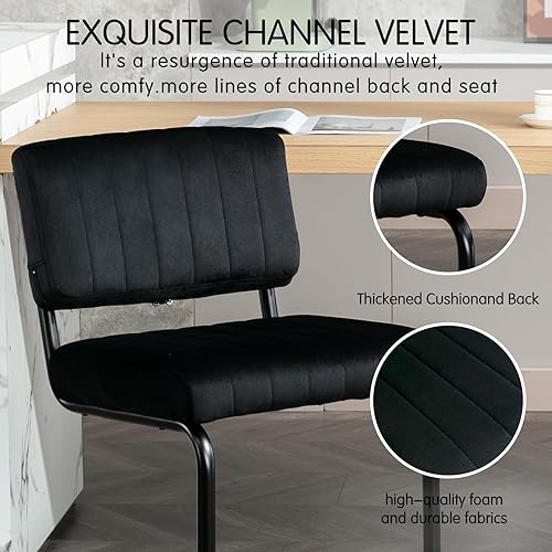 Miniatura 3 de Okeysen Juego de 2 sillas de comedor, sillas de comedor de 19.6 pulgadas, sillas de comedor de cocina, sillas de comedor modernas de terciopelo,