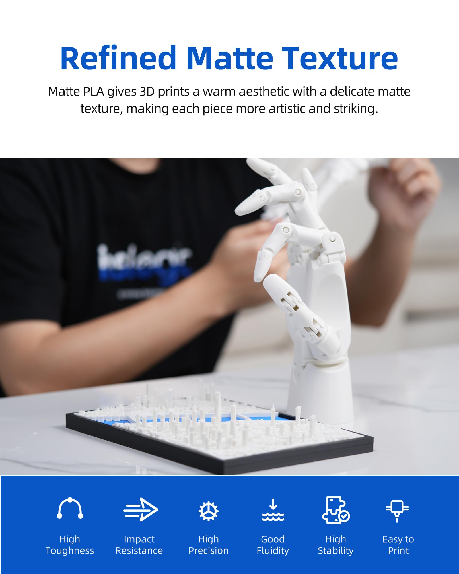 Inslogic Matte PLA Filament 1.75mm 3D Druckfilament, 5kg Bundle Mattes PLA Nachfüllpack, Maßhaltigkeit +/-0.02mm, Kompatibel mit den meisten FDM 3D Drucker (Schwarz+Weiß+Grau+Rot+Blau)