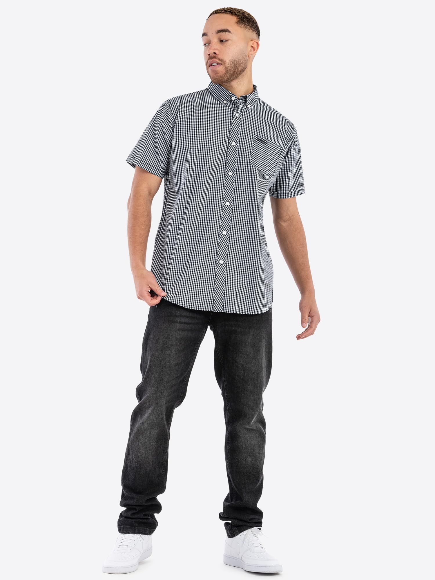 Lonsdale London Brixworth Hombre Camisa Manga Corta Azul 60% algodón, 40% poliéster Regular