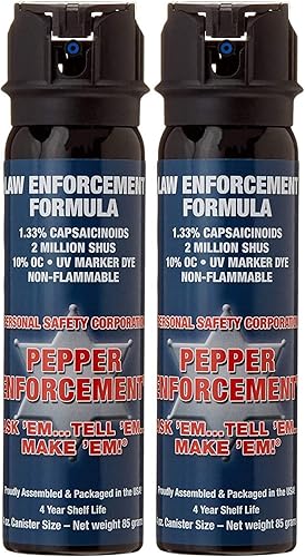 Pepper Enforcement PE1110MF-FT - Aerosol de pimienta para niebla (paquete de 2)  Fórmula de máxima fuerza 10% OC  Protección personal y seguridad de