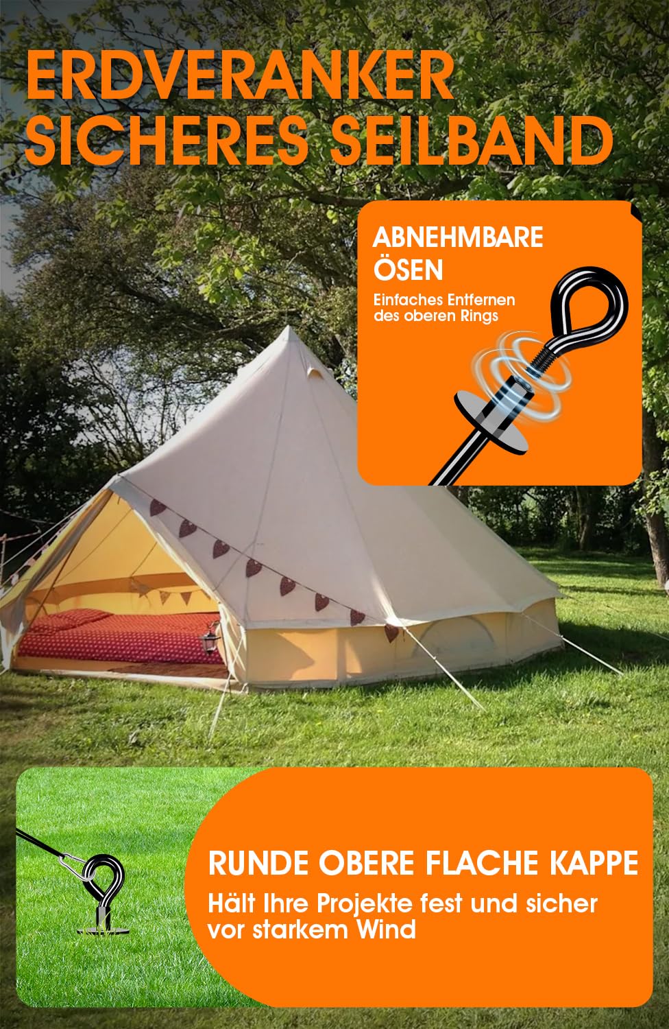 Schwerlast Bodenanker 27inch,Robust voll verschraubter Erdanker zur Befestigung von Trampolinen, Vordächern, Schaukeln usw