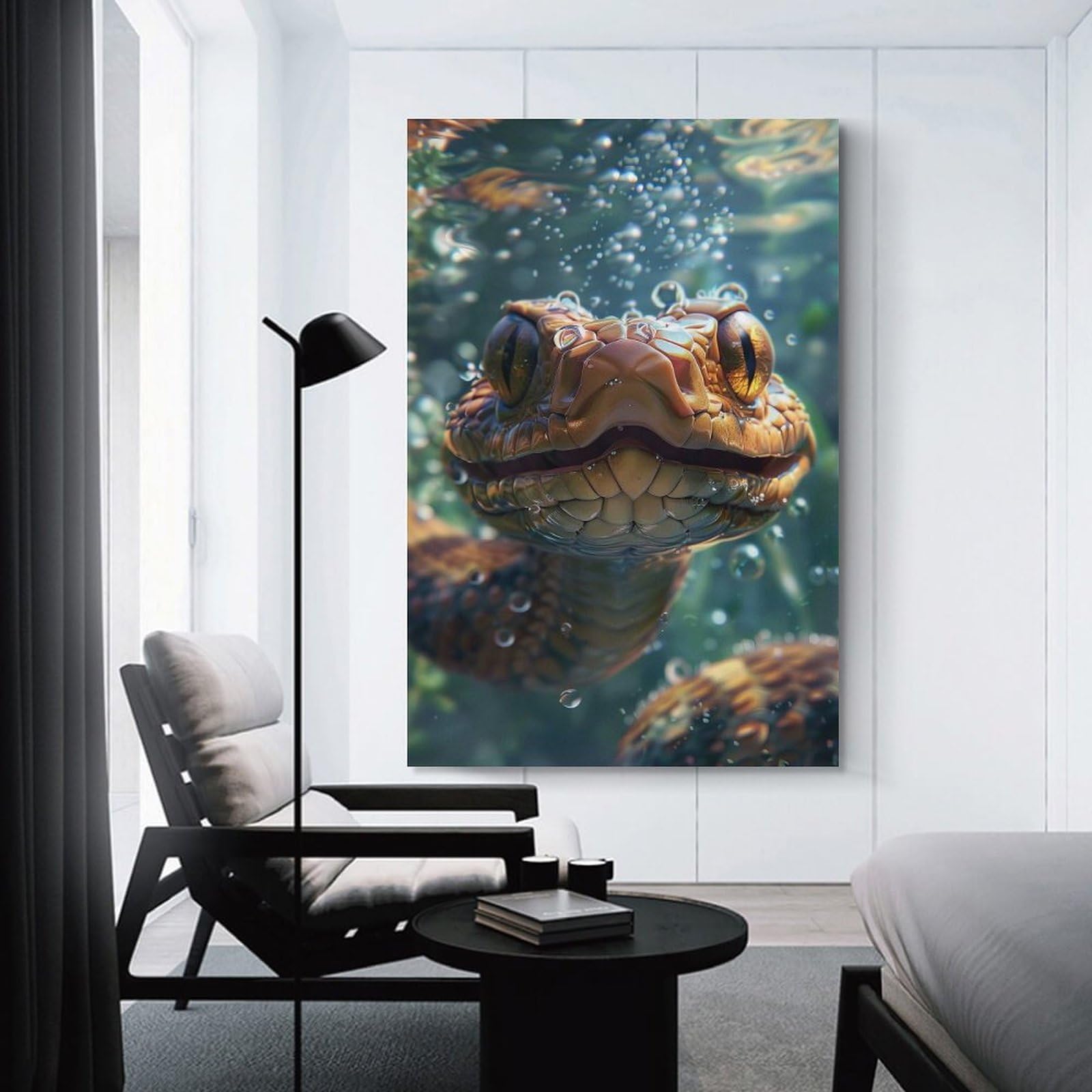 Junmoney Snake Sea Home Decor Wall Art, 16x24inch(40x60cm), for Living Room, Bedroom Or Home Office, Home Decor Gift with Stylish Appeal