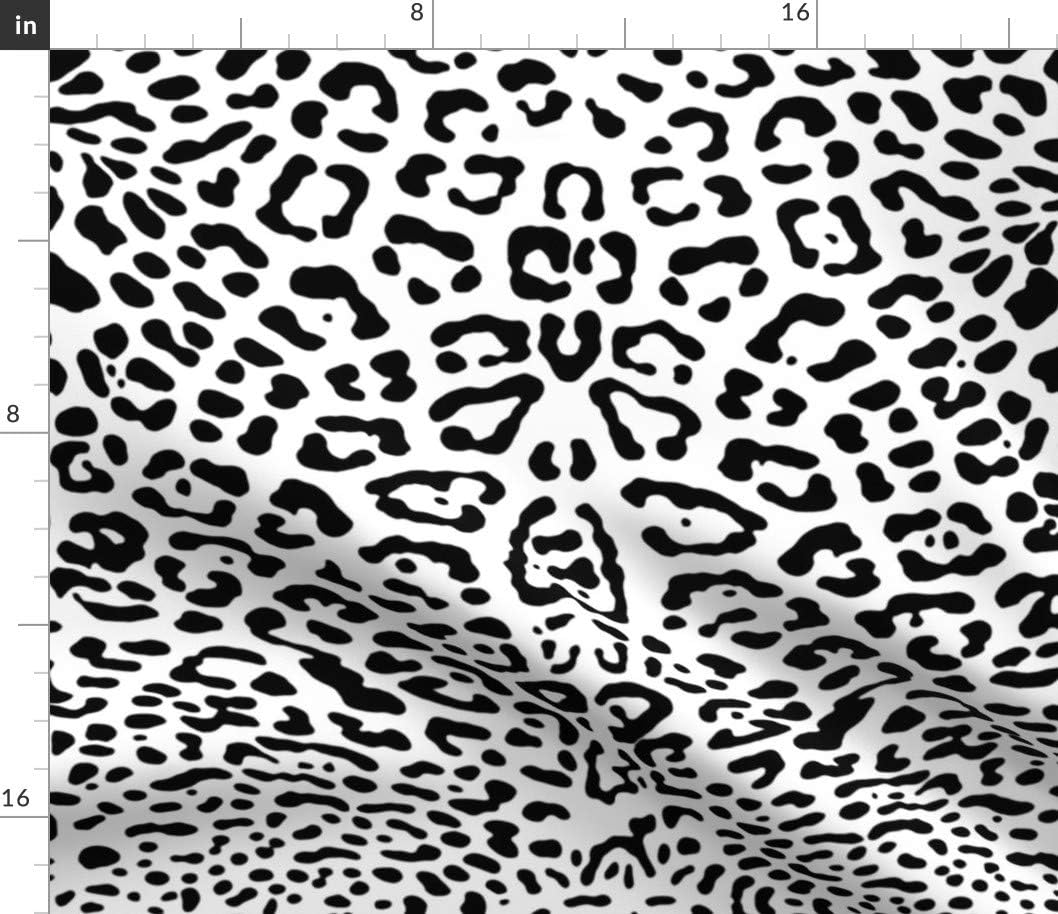 Spoonflower Fabric - Leopard Black White Cheetah Animal Print Spots Punk Printed on Petal Signature Cotton Fabric by The Yard - Sewing Quilting Apparel Crafts Decor