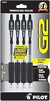 Pilot G2 Premium Gel Pens, 0.38mm Ultra Fine Point Black Ink, Smooth Quick-Dry Rollerball, 4-Pack for Precise Writing