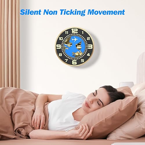 Miniatura 3 de Reloj de pared decorativo, funciona con pilas (AA batería no incluida), 12 pulgadas, marco de metal, silencioso sin tictac, textura de alta gama,