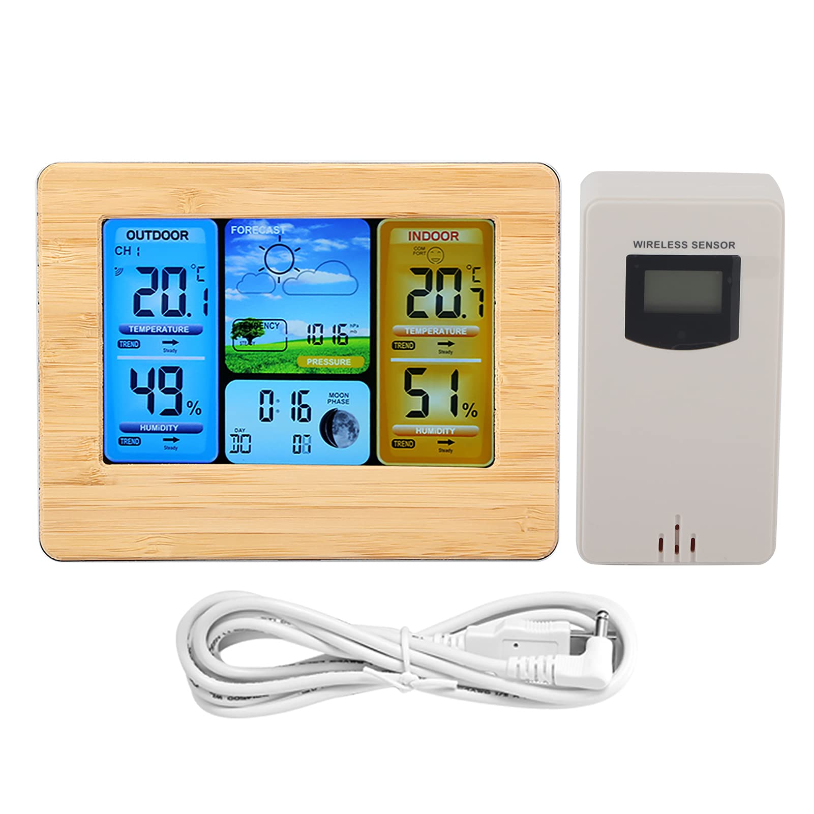 Generic Stazione Meteorologica Digitale Wireless Termometro LCD Display per umidità Interna Esterna per Soggiorno Camera da Letto (#1)
