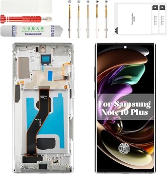 OLED for Samsung Note 10 Plus Screen Replacement 4g for Samsung Galaxy Note 10 Plus 5g LCD Digitizer Touch Screen for Samsung Note 10 Plus Display with Frame White with Fingerprint Function