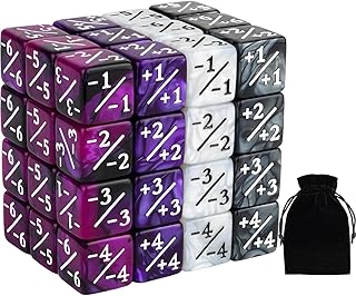 48 PCS Magic Counter Dice Plus 1 MTG Counters Dice Set Marble Life Buff Tokens D6 Dice Compatible with Magic The Gathering, TCG, Card Gaming Accessories, Purple