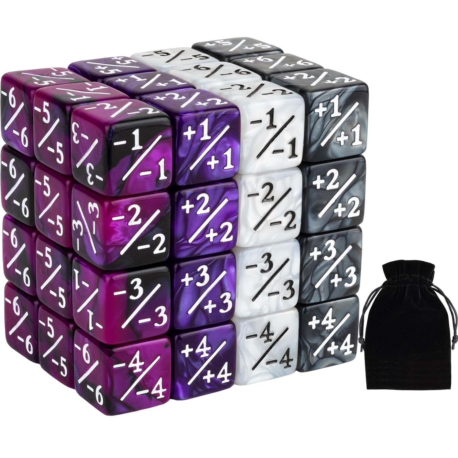 48 PCS Magic Counter Dice Plus 1 MTG Counters Dice Set Marble Life Buff Tokens D6 Dice Compatible with Magic The Gathering, TCG, Card Gaming Accessories, Purple