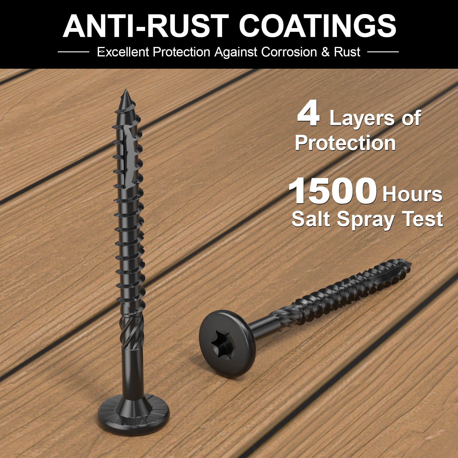 FMhotu 100Pcs Black Star Drive Wood Screws 2-7/8 inch - Rust