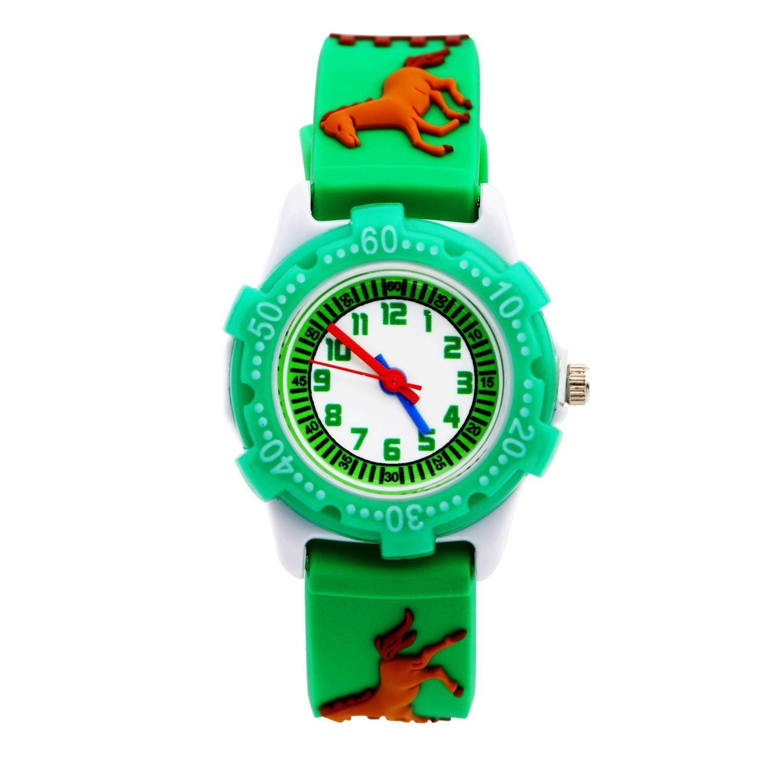 ele ELEOPTIONGirl's Digital Quartz Waterproof 3D Cute Cartoon Round Dial Wrist Watch with Silicone Strap