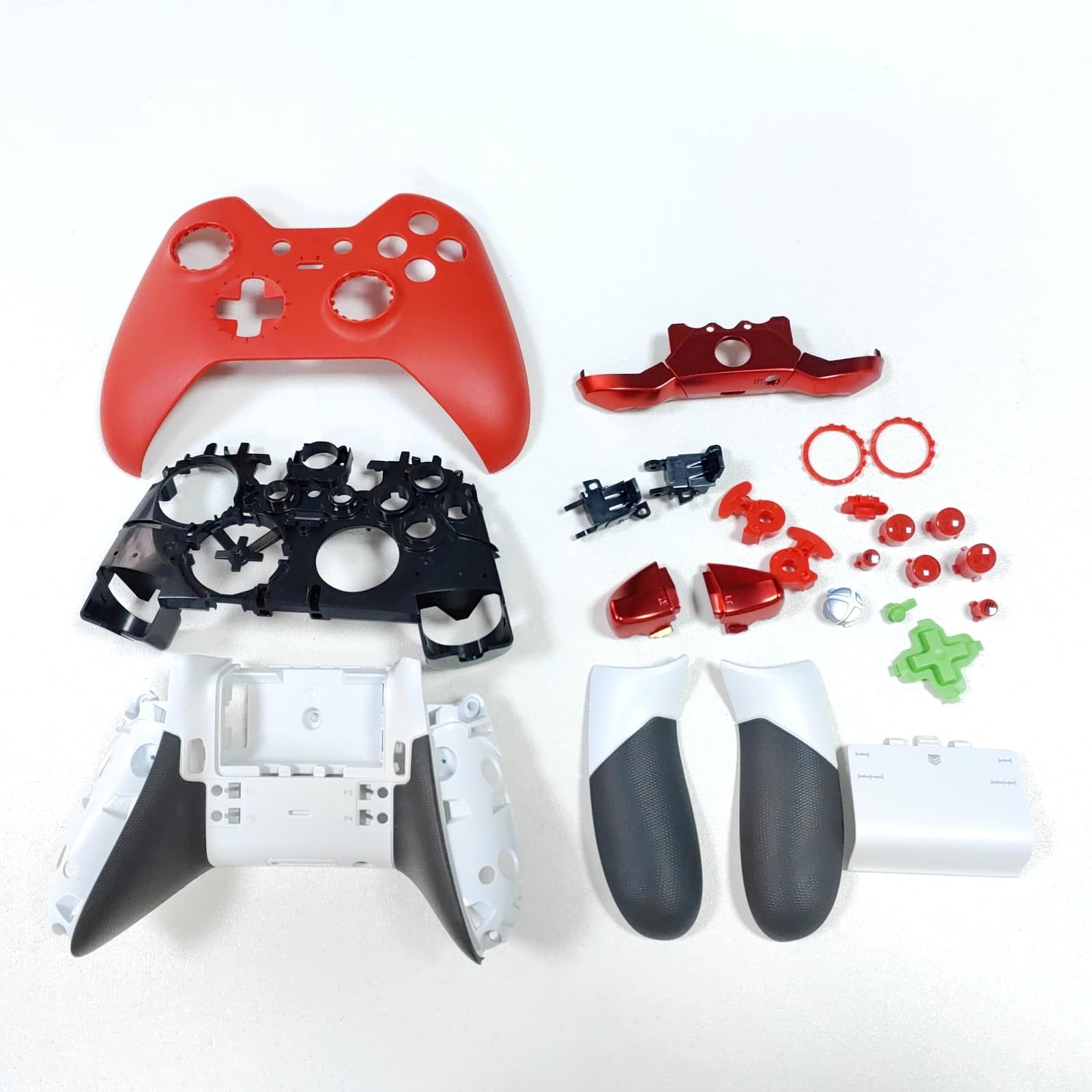Ersatz-Gehäuse Vollschalen-Kit für Xbox One Elite 1st Controller - Inklusive Faceplates Abdeckung Mittlerer Rahmen Seitenschienen ABXY-Tasten LB RB Stoßfänger Zubehör (Rot)