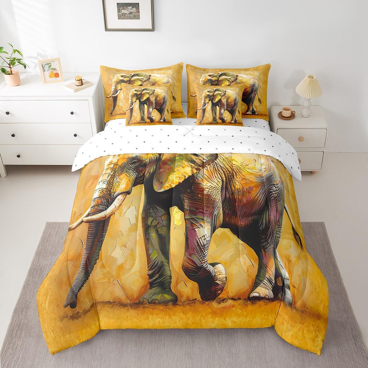 Feelyou Girls Sloth Bedding Set for Kids Cute Animal Comforter Set King Size 7 Pieces Rose Floral Bed in a Bag Cartoon Sloth Butterfly Bed Set with Comforter, Sheet Set, Pillowcases, Pillow Covers