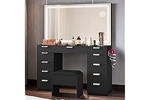 YITAHOME: Stunning Black Vanity with a Sophisticated Glass Top