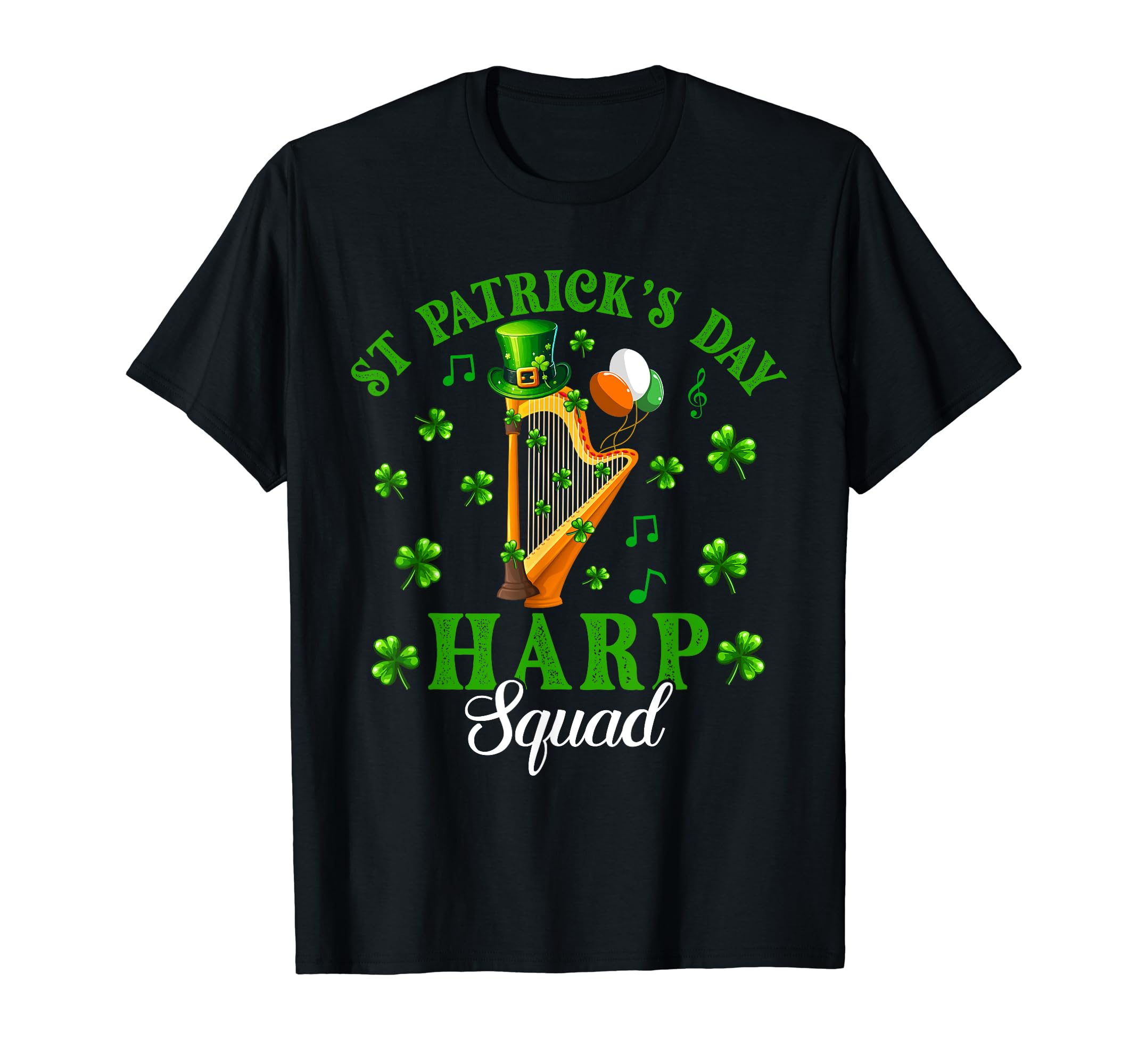 Musical, Musician St. Patrick's Day CostumeSt Patrick's Day Harp Squad Shamrocks Harp Instrument T-Shirt