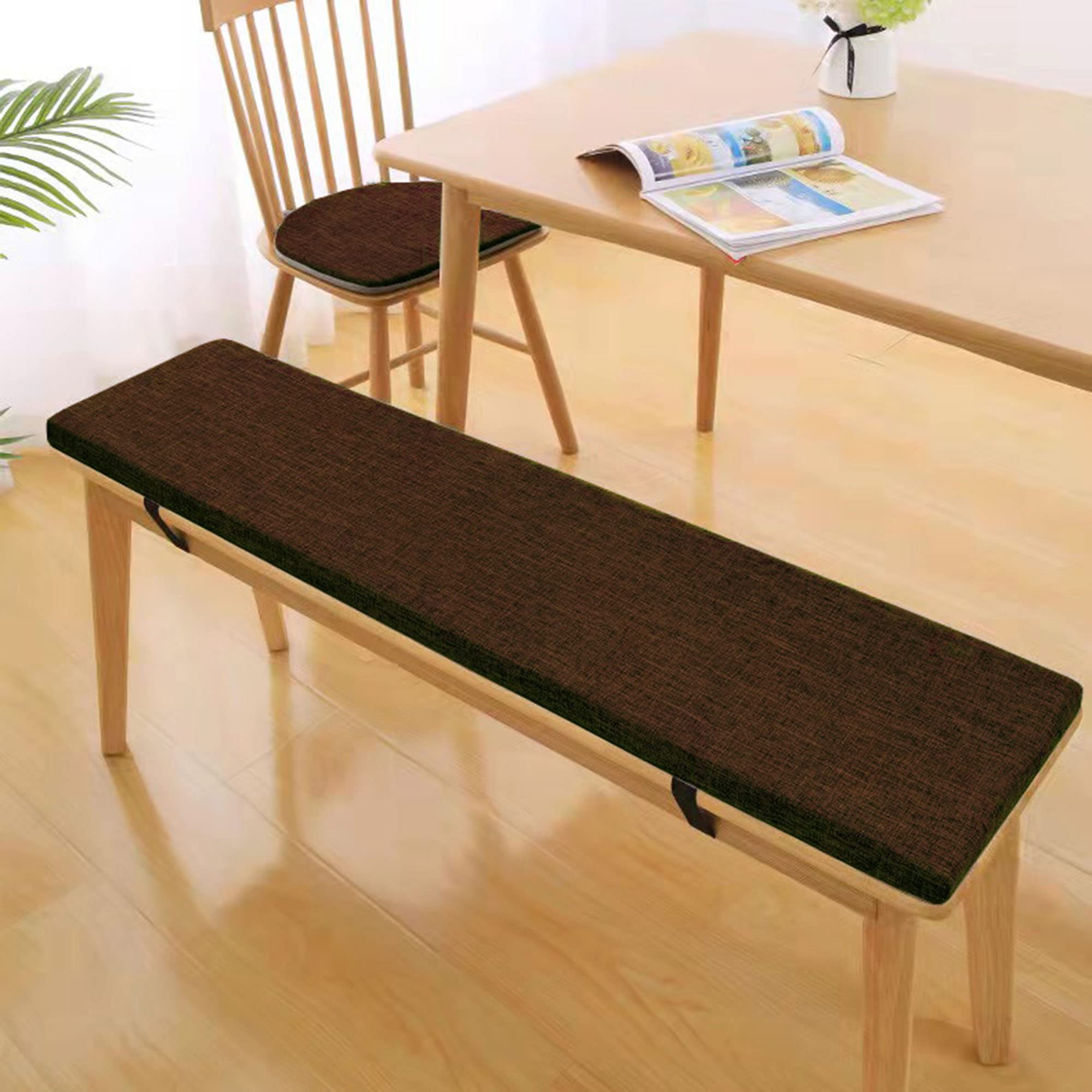 Coussin de banc marron foncé 160x35x5cm anti-glisse avec mousse confort