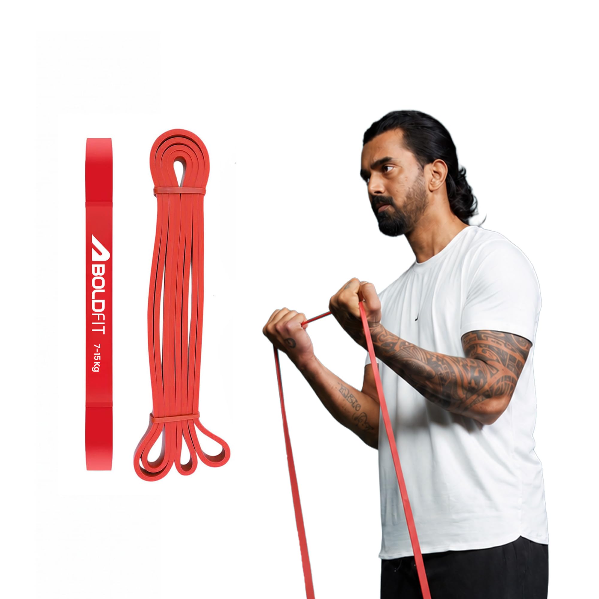 Boldfit Heavy Resistance Band for Workout & Exercise Pull Up, Stretching & Toning Bands for Men & Women Resistance Band Set for Home & Gym Workouts (Red, 7–15 Kg)