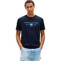 Tommy Hilfiger Uomo T-Shirt Maniche Corte Brand Love Mono Stack in Cotone