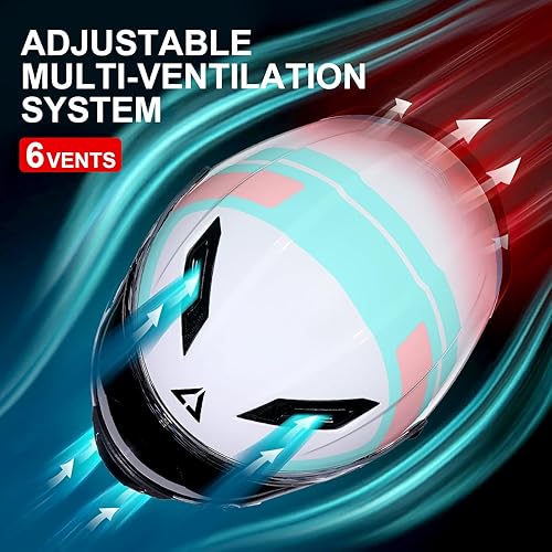 Miniatura 4 de TRIANGLE Cascos de motocicleta de cara completa para adultos, hombres y mujeres, con visera doble y protector solar interno, aprobado por DOT