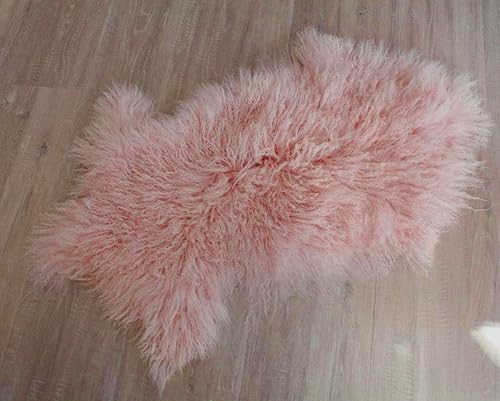 Alfombra tibetana genuina, piel de oveja de cordero mongol, piel de oveja rizada, funda para silla con decoración gruesa súper esponjosa como