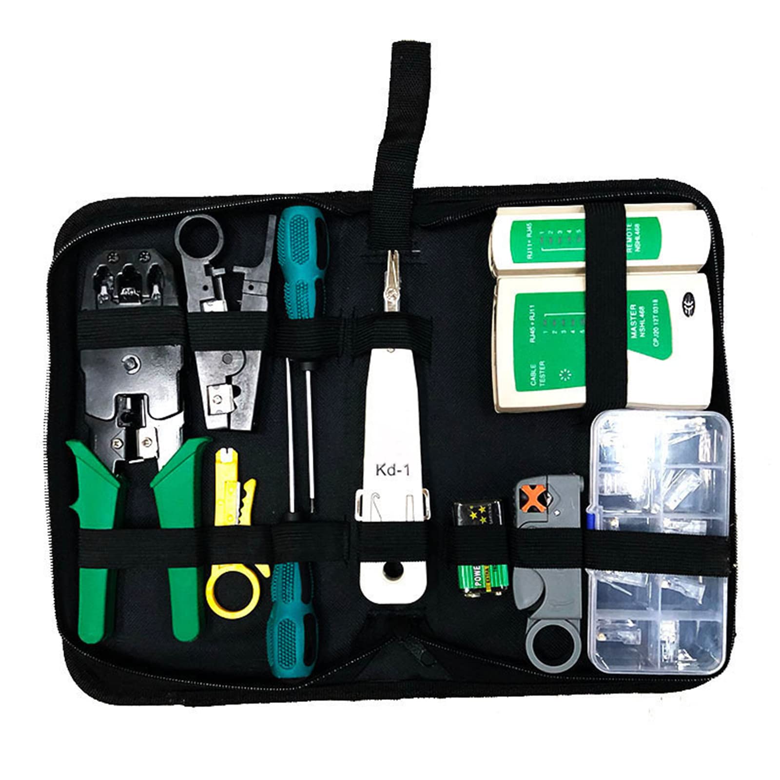 Network Cable Repair Maintenance Tool Kit Set, 12 in 1 Portable Cable Crimper 8p8c 6p6c Connectors rj45 rj11 Cat5 Cat6 Cable Tester