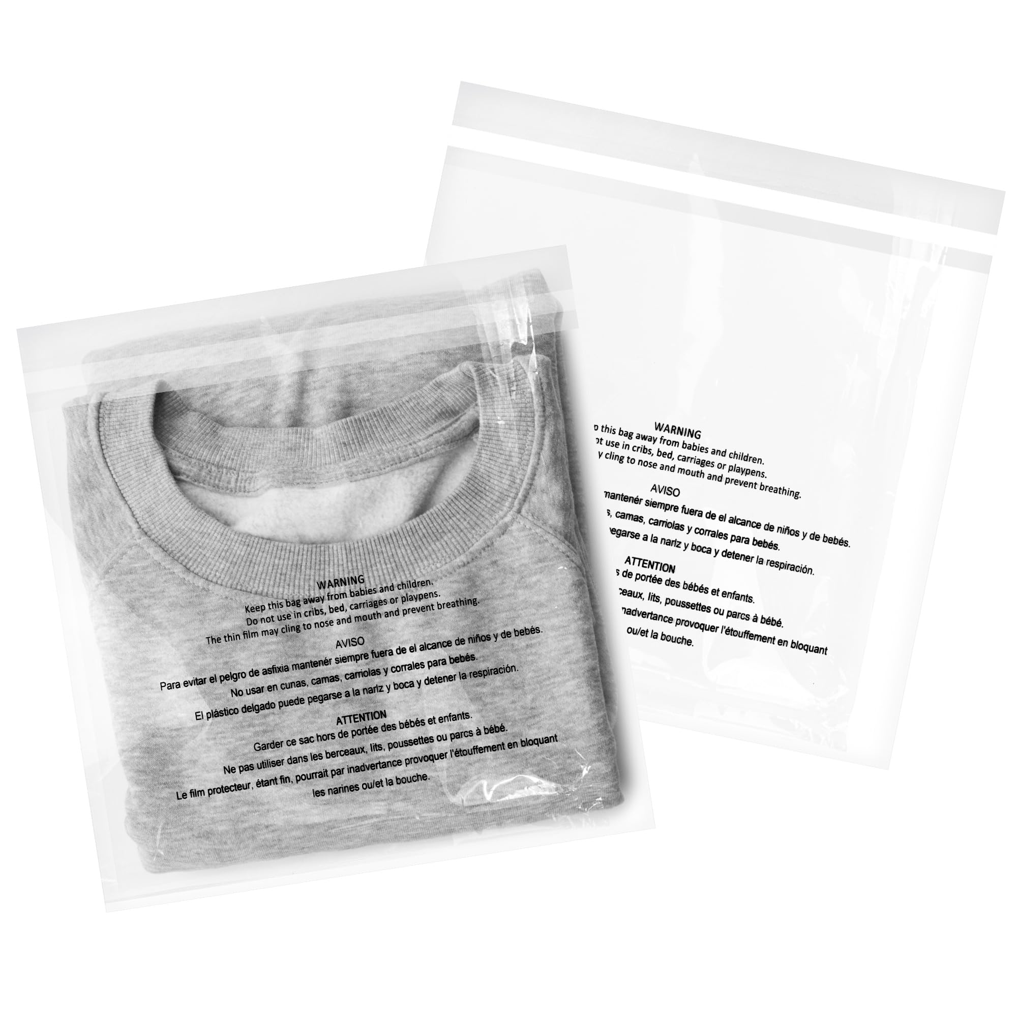 iMailer - 200 Pcs - 8" x 10",Clear Poly Bags with Suffocation Warning Self Seal 1.6 Mil for Clothing, T-Shirt, Brochure, Prints, Handicraft